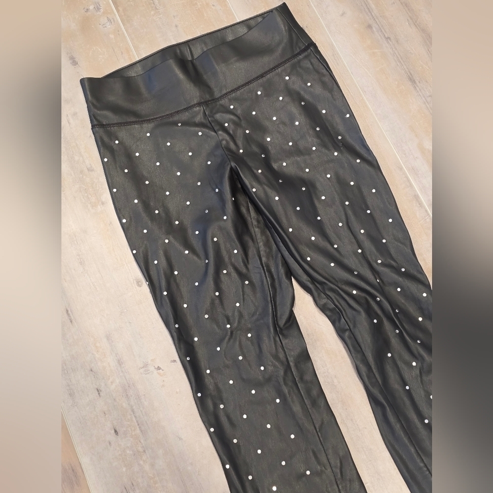 Black Studded Faux Leather Leggings - Picture 2 of 9